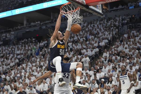 Defending champ Nuggets tie Timberwolves with 2nd straight road win, 115-107 in Game 4