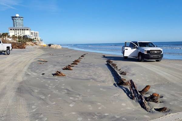 Mysterious structure on Florida beach may be cargo ship from 1800s